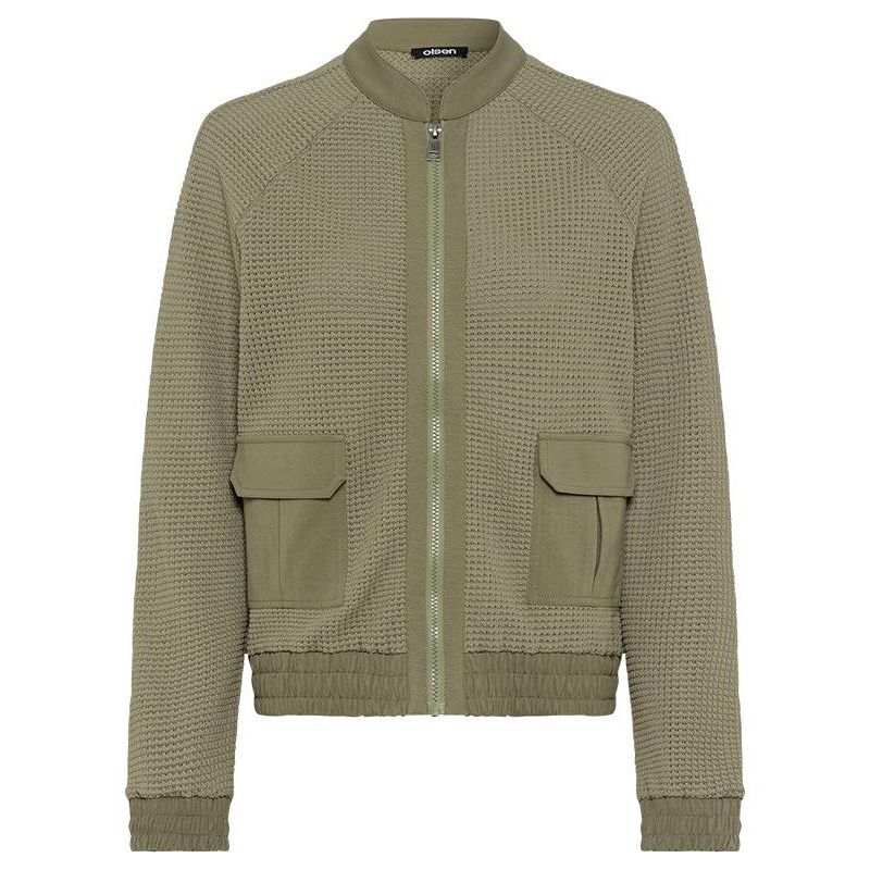 Women's Mixed Media Zip Front Bomber Jacket