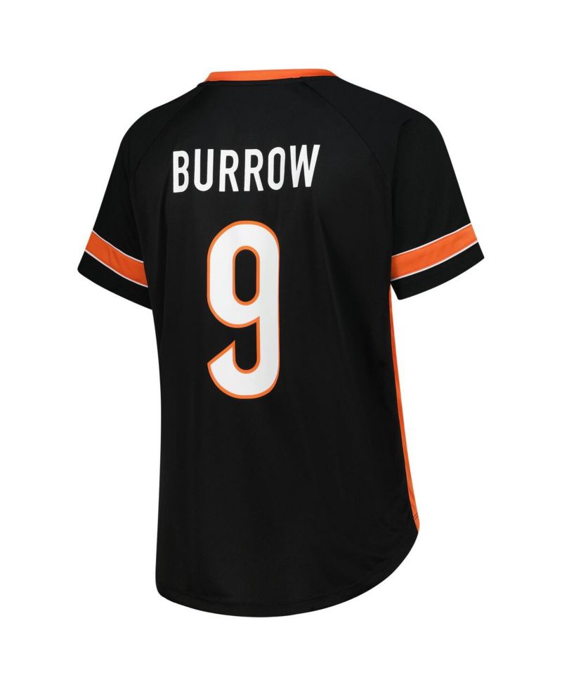Women's Joe Burrow Black Cincinnati Bengals Plus Size Name & Number Lace-Up T-Shirt