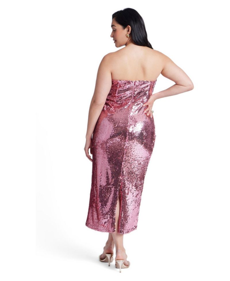 Women's Corset Bodice Sequin Midi Dress