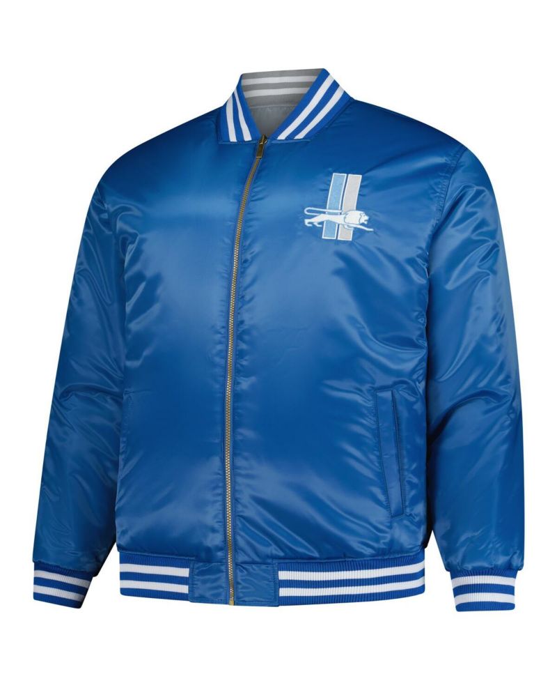 Men's Blue/Silver Detroit Lions Big & Tall Throwback Reversible Full-Zip Jacket