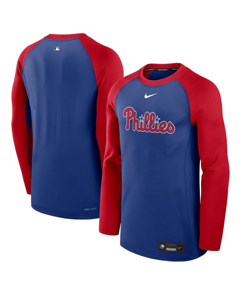 Men's Royal/Red Philadelphia Phillies Authentic Collection Game Time Raglan Performance Long Sleeve T-Shirt