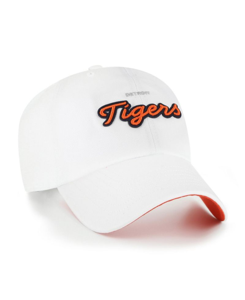 Women's White Detroit Tigers Trendy Script Clean Up Adjustable Hat