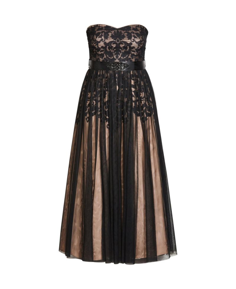 Plus Size Embroidered Tulle Maxi Dress