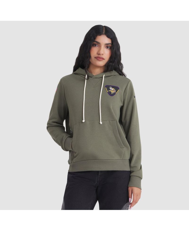 Women's Olive Minnesota Vikings 2025 Salute to Service Sideline Standard Issue Dri-FIT Hoodie