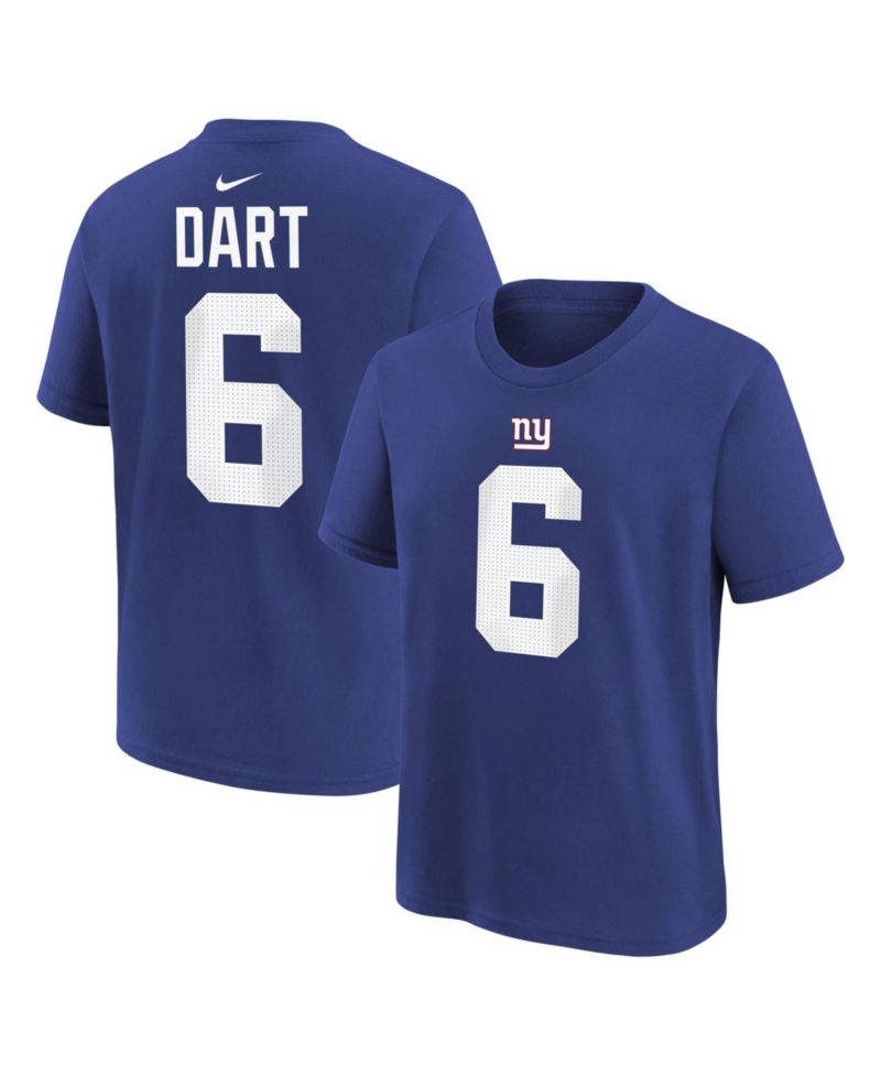Big Boys and Girls Jaxson Dart Royal New York Giants Name & Number T-Shirt