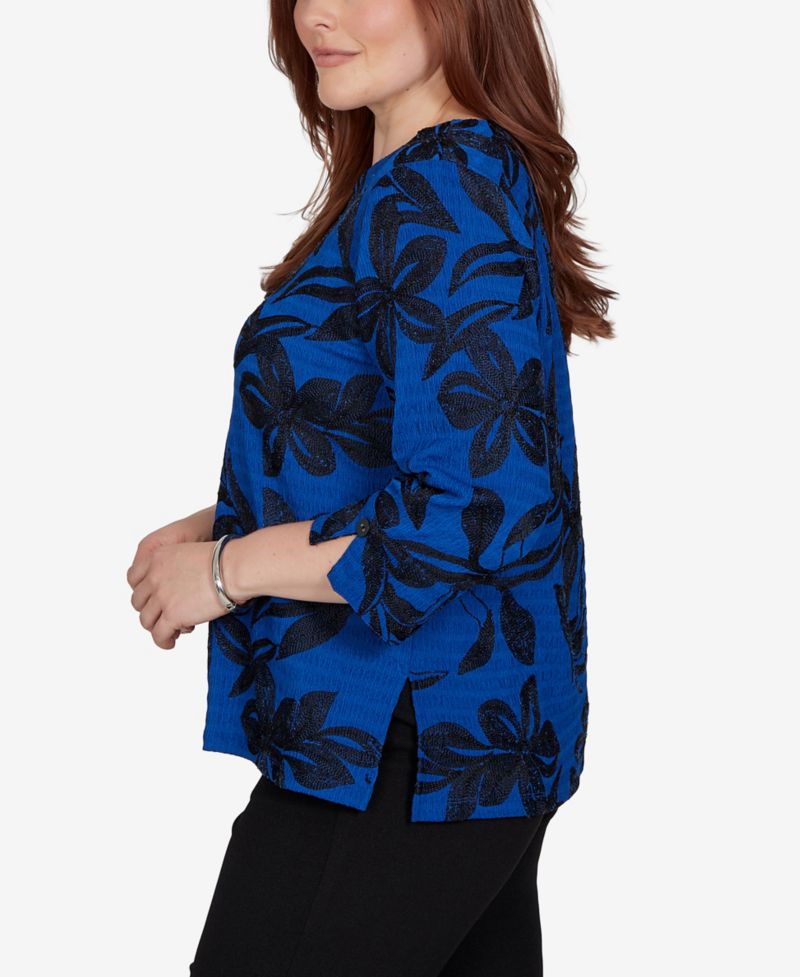 Women's Floral Knit 3/4-Sleeve Blouse