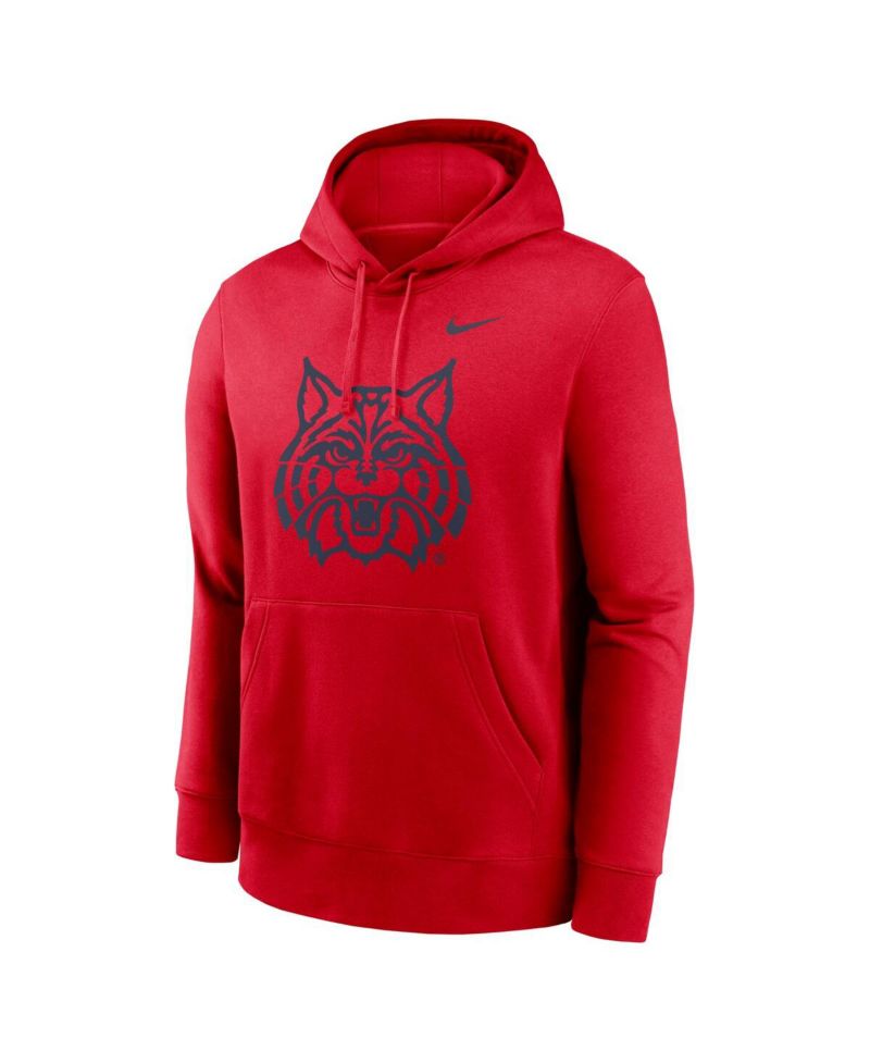 Men's Red Arizona Wildcats Primetime Alternate Logo Club Fleece Pullover Hoodie