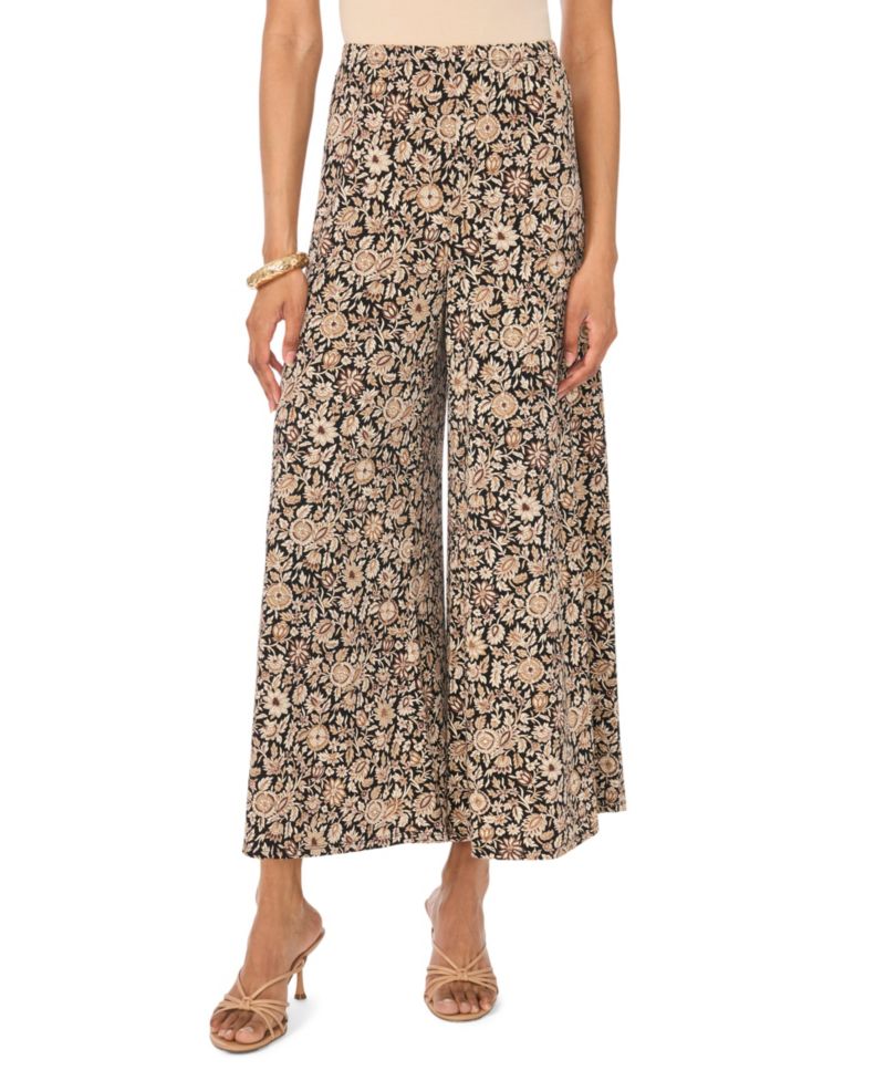 Women's Wide-Leg Pull-On Floral-Print Pants