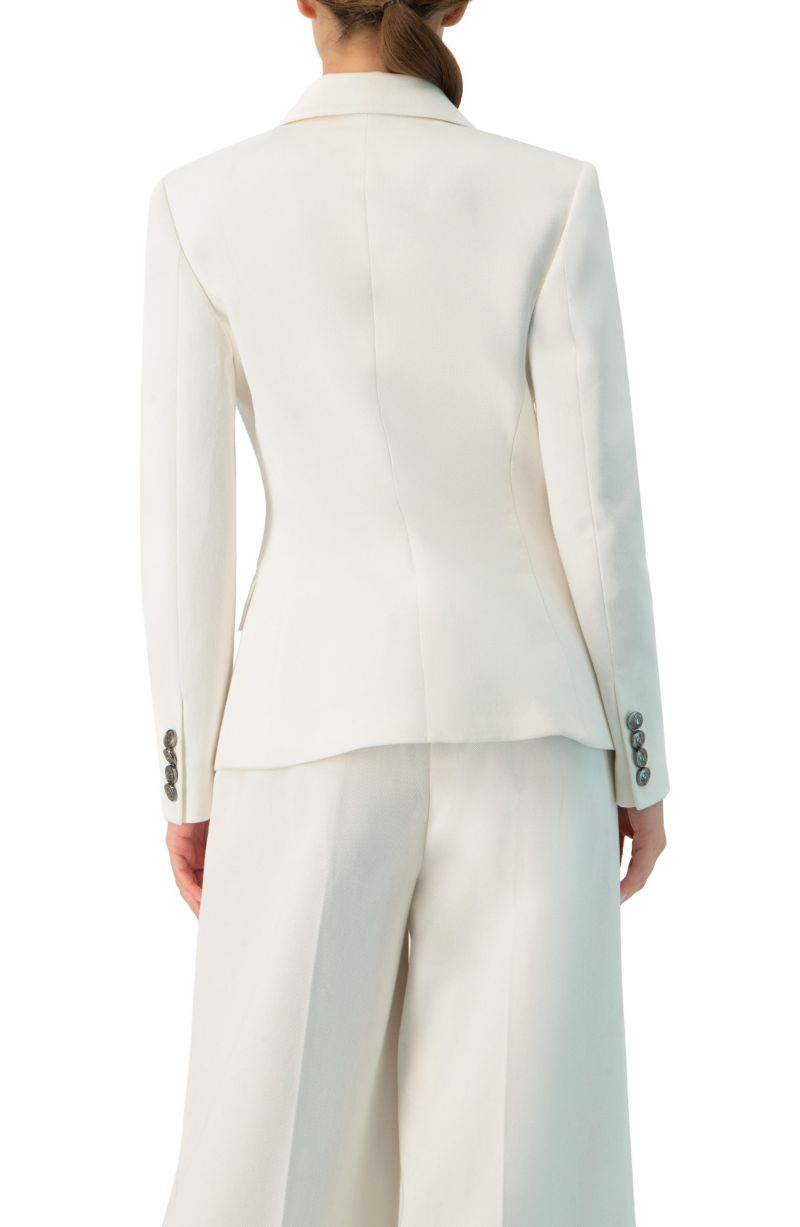 Women's Double-Breasted Blazer with Flap Pockets