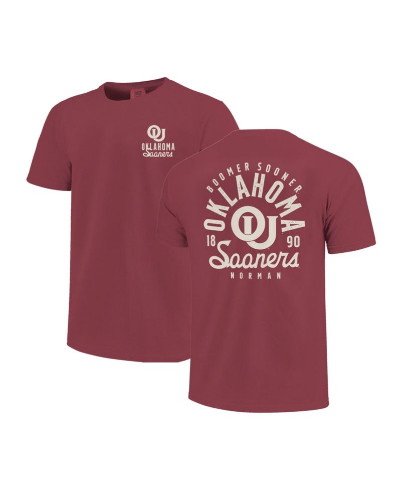 Big Boys and Girls Crimson Oklahoma Sooners Comfort Colors Mascot Overlay T-Shirt