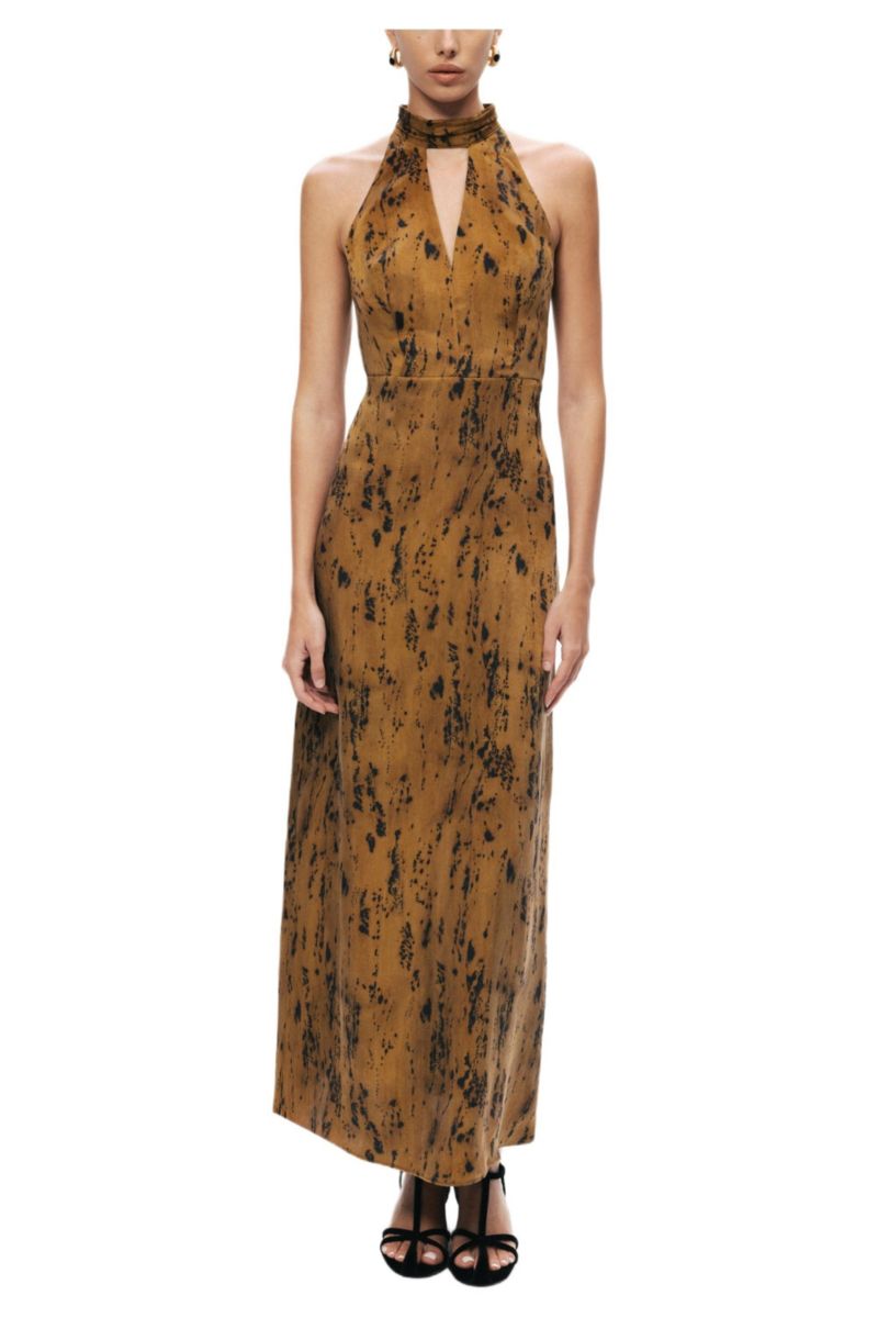 Women's Printed Halter-Neck Maxi Dress