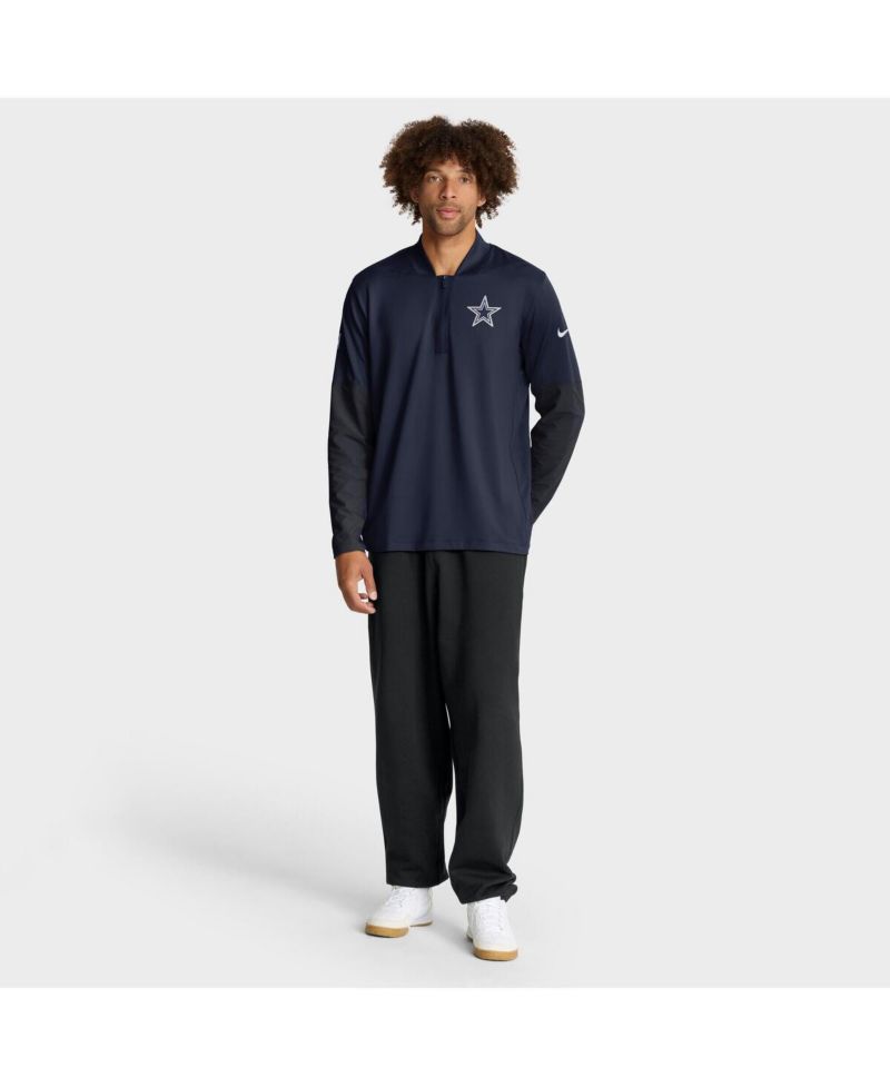 Men's Navy Dallas Cowboys Sideline Dri-FIT Half-Zip Pullover