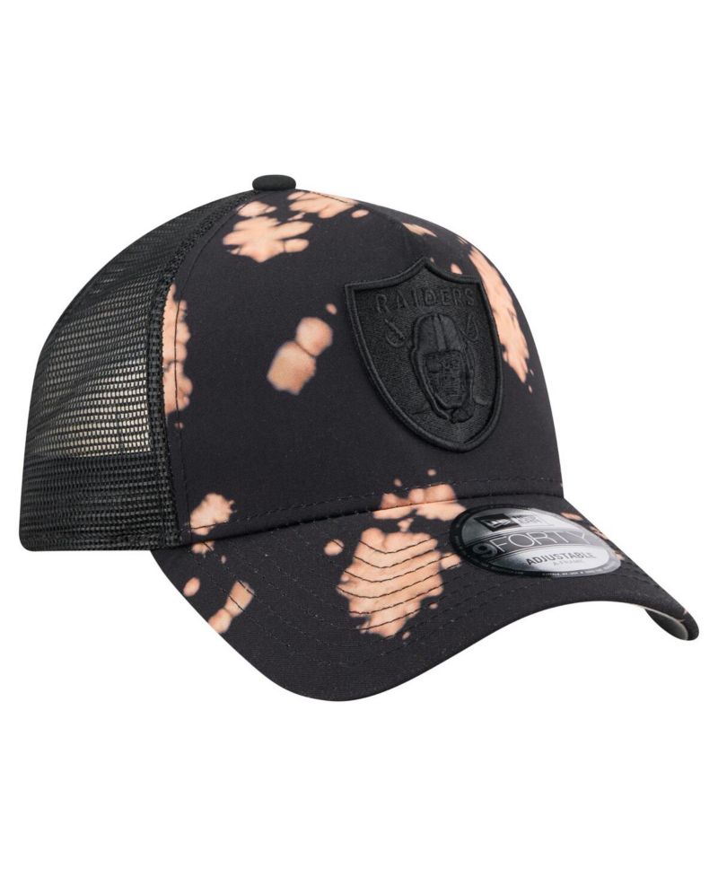 Men's Black Las Vegas Raiders Bleached 9FORTY A-Frame Adjustable Hat