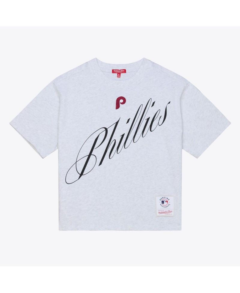 Women's Heather Gray Philadelphia Phillies Script Cropped Boxy T-Shirt