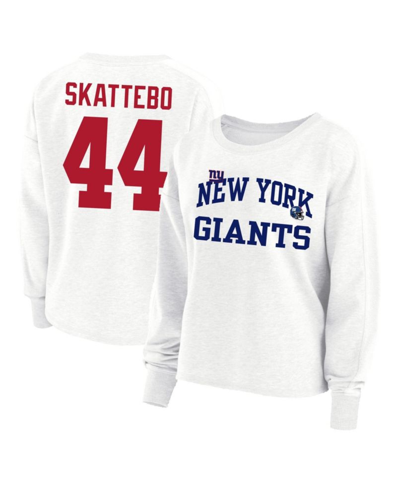 Women's Cam Skattebo White New York Giants Plus Size Oversized Name & Number Sweatshirt