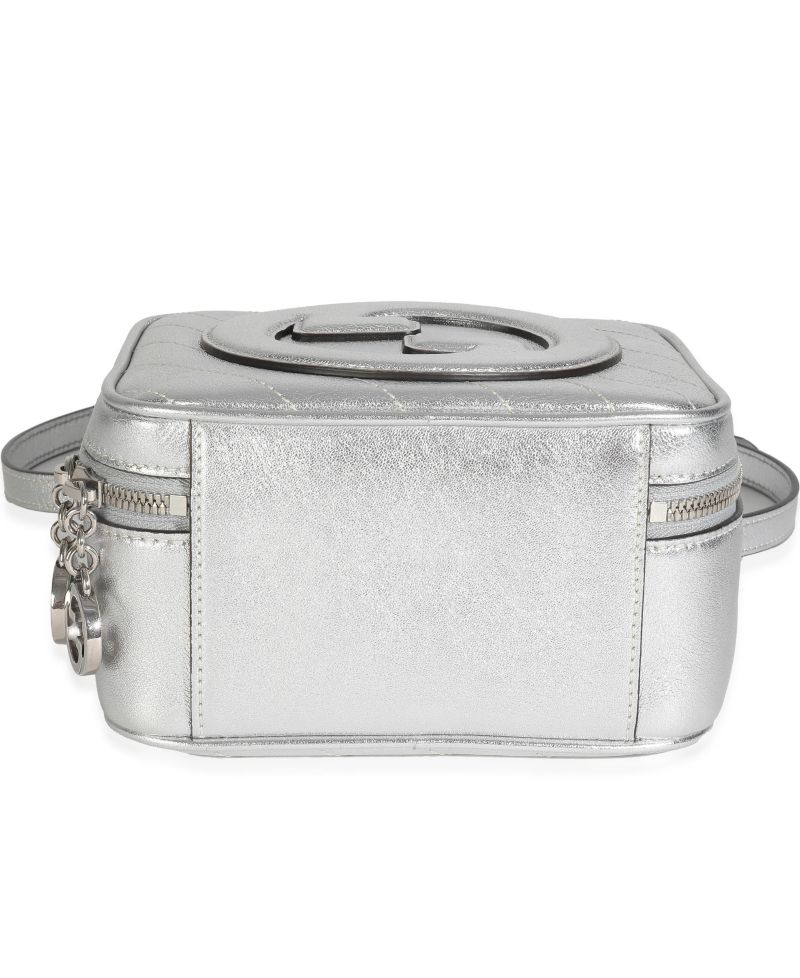 Silver Metallic Sakai Be Green Calfskin Diagonal Stitched Blondie Top Hand