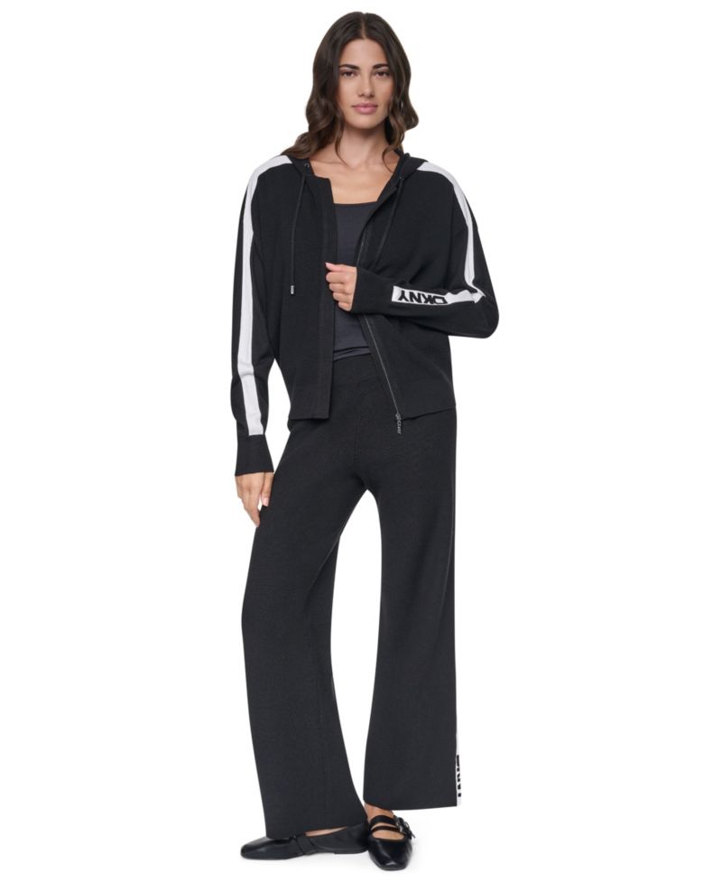 Women's Logo Stripe Full-Zip Hoodie Sweatshirt