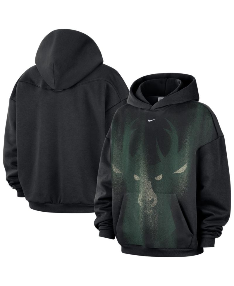 Men's Black Milwaukee Bucks 2026 Standard Issue Practice Icon Fleece Pullover Hoodie
