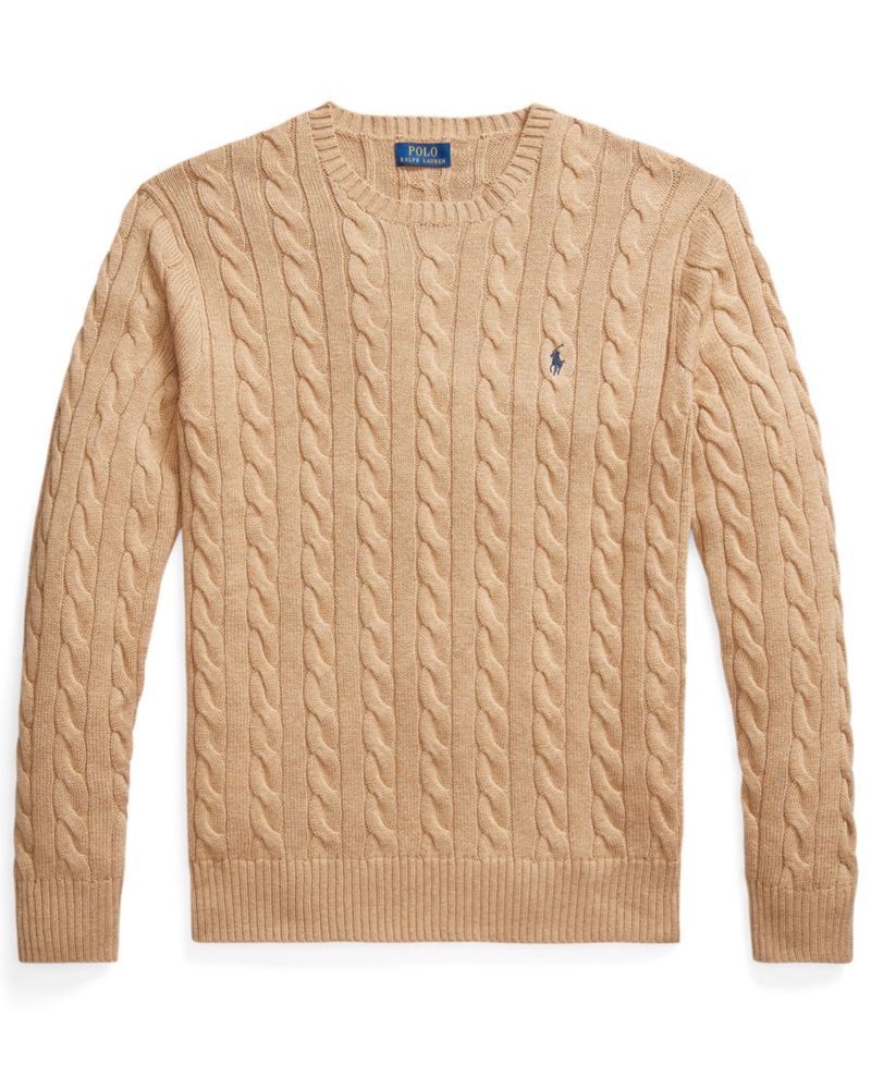 Men's Big & Tall Cable-Knit Cotton Sweater