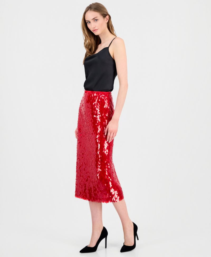 Women's Slim-Fit Sequin Midi Skirt
