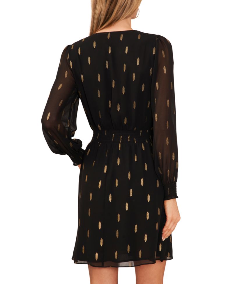 Petite Metallic Print Fit & Flare Dress