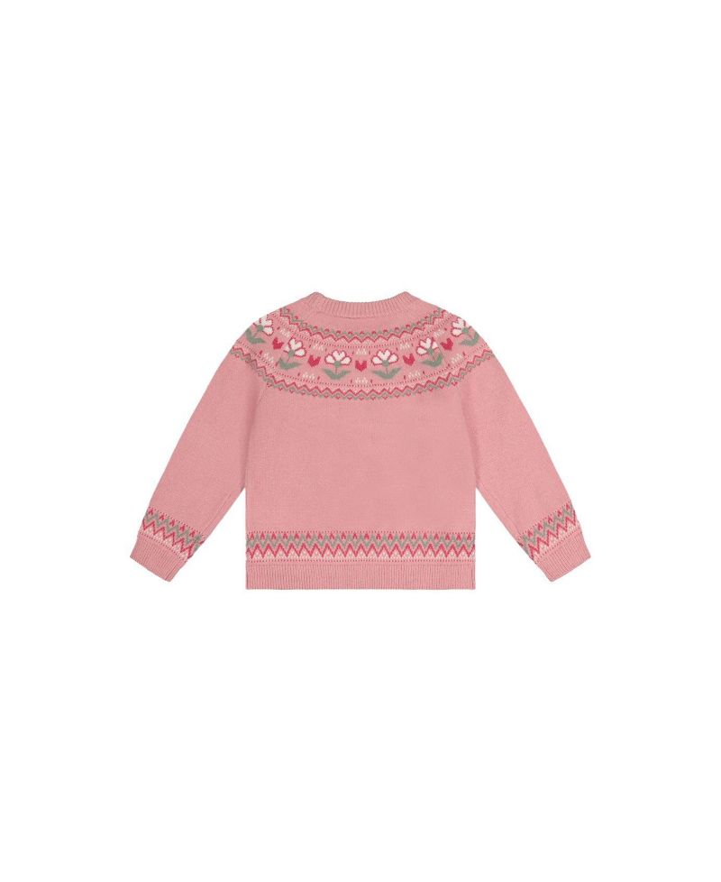 Little Girls 6-12 Years Sweater with Flower Jacquard