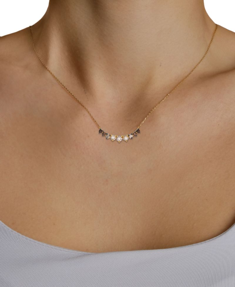 Chocolate Ombre Diamond (0.77 ct. t.w.) Adjustable Necklace in 14k Honey Gold