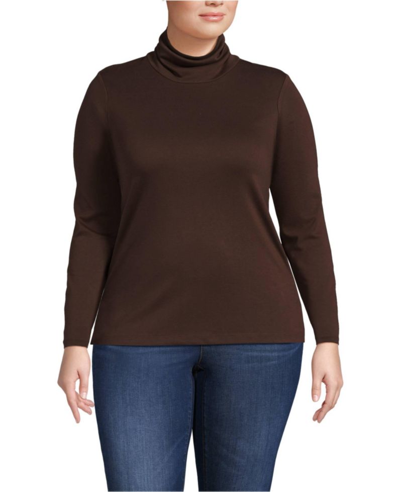 Plus Size Supima Cotton Fitted Long Sleeve Turtleneck