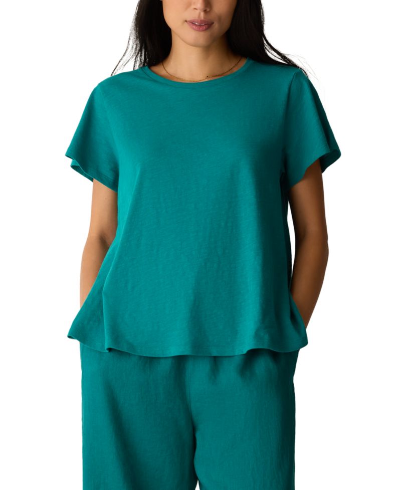 Women's Cotton Cap-Sleeve Crewneck Tee