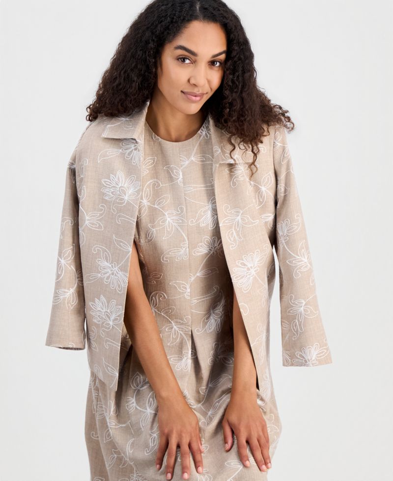 Women's Boxy Floral Embroidered Jacket, Regular & Petite