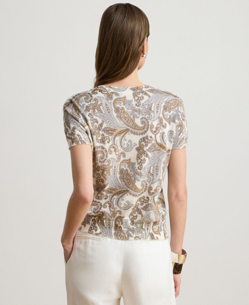 Women's Paisley Short-Sleeve Sweater
