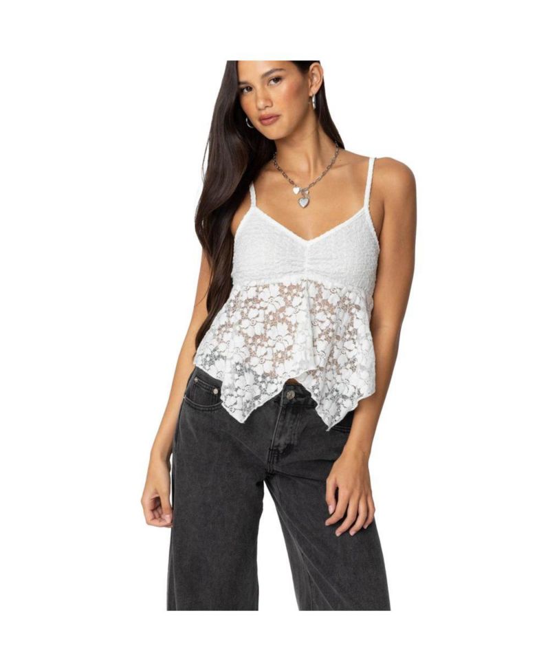 Women's Orchid Sheer Lace Top