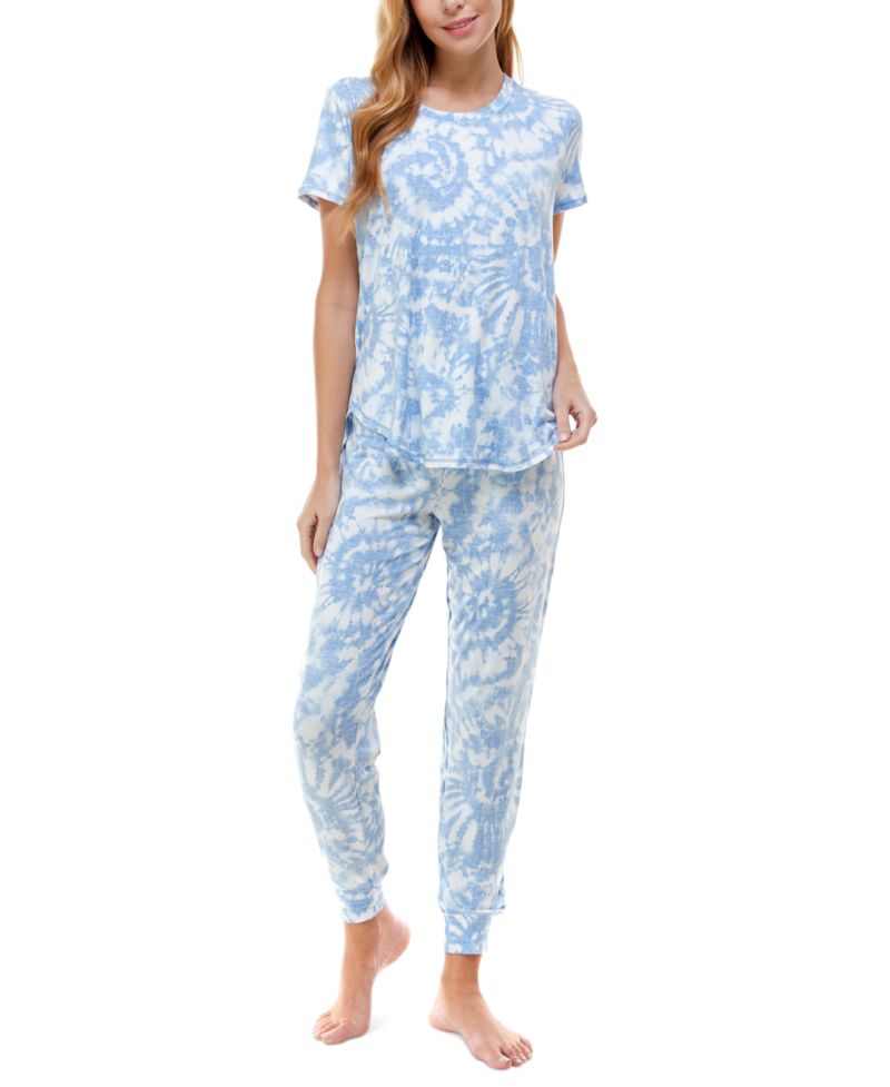 Printed Short Sleeve Top & Jogger Pajama Set