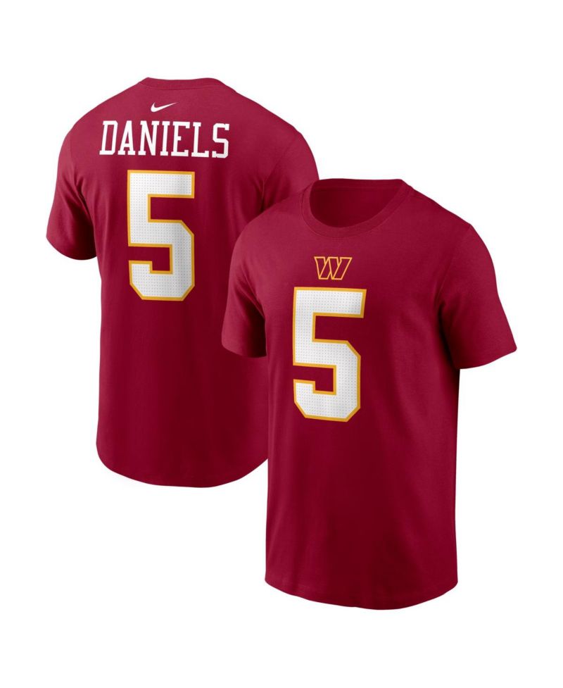 Men's Jayden Daniels Burgundy Washington Commanders Name & Number T-Shirt