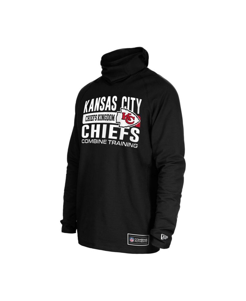 Men's Black Kansas City Chiefs Functional Fandom Balaclava Helmet Stripe Tri-Blend Hoodie