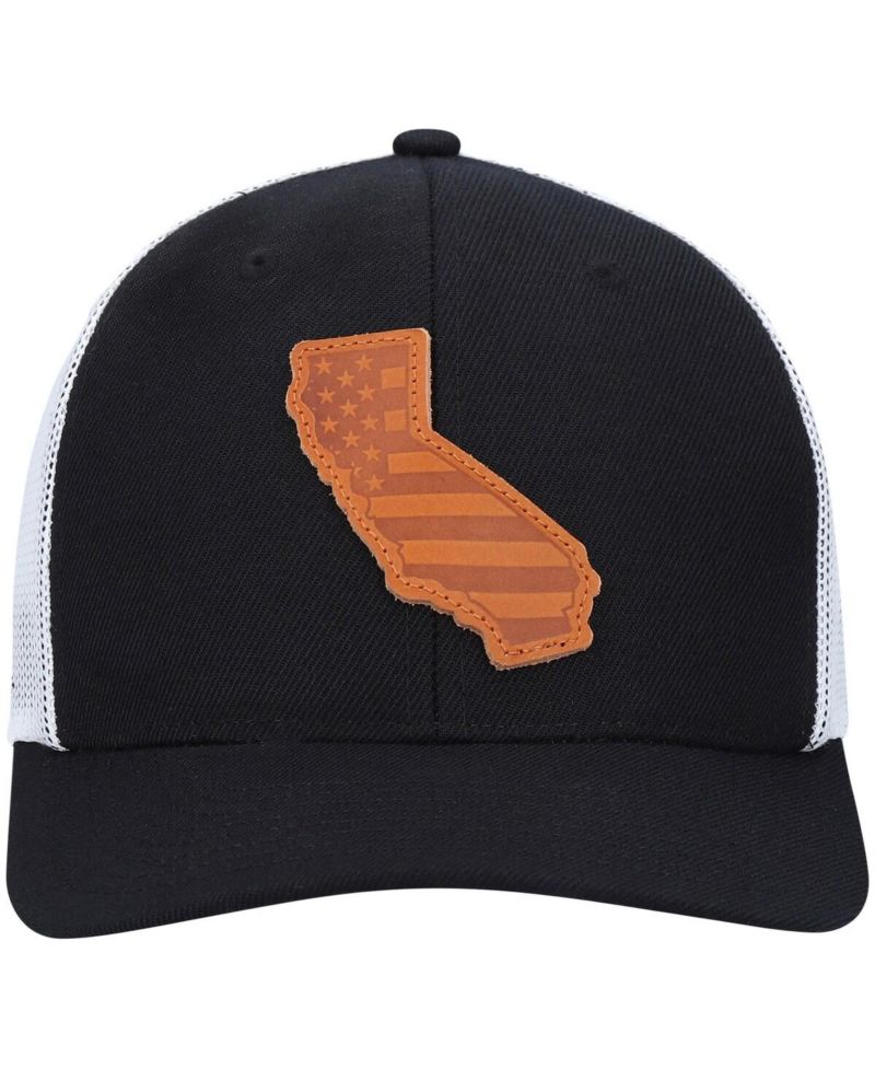 Men's Black California Leather Patch Trucker Snapback Hat