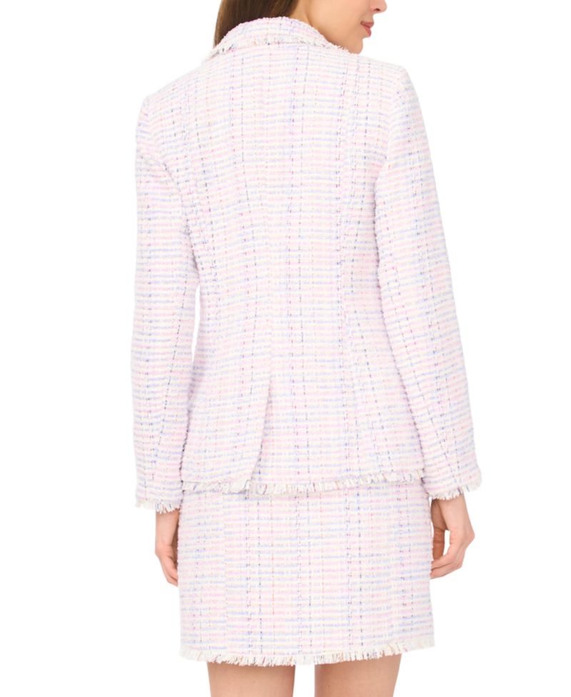 Women's Frayed Edge Detail Collared Straight Blazer