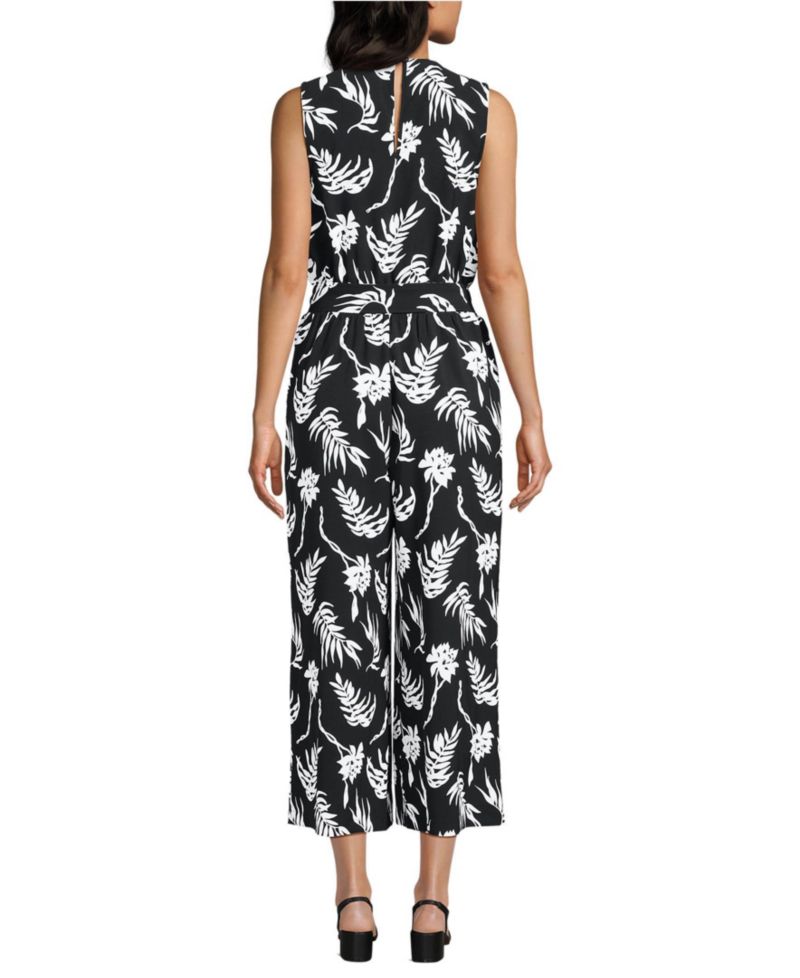 Women's Sleeveless Creaseless Wrap Jumpsuit with Smocked Waist