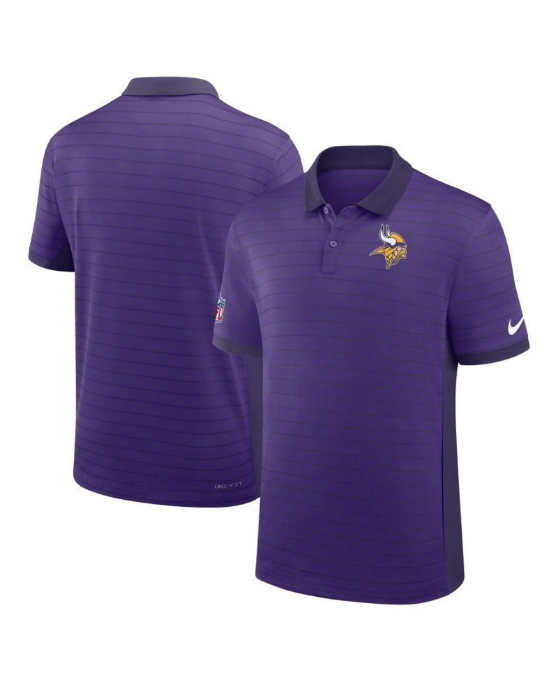 Men's Purple Minnesota Vikings Sideline Victory Stripe Performance Polo Shirt