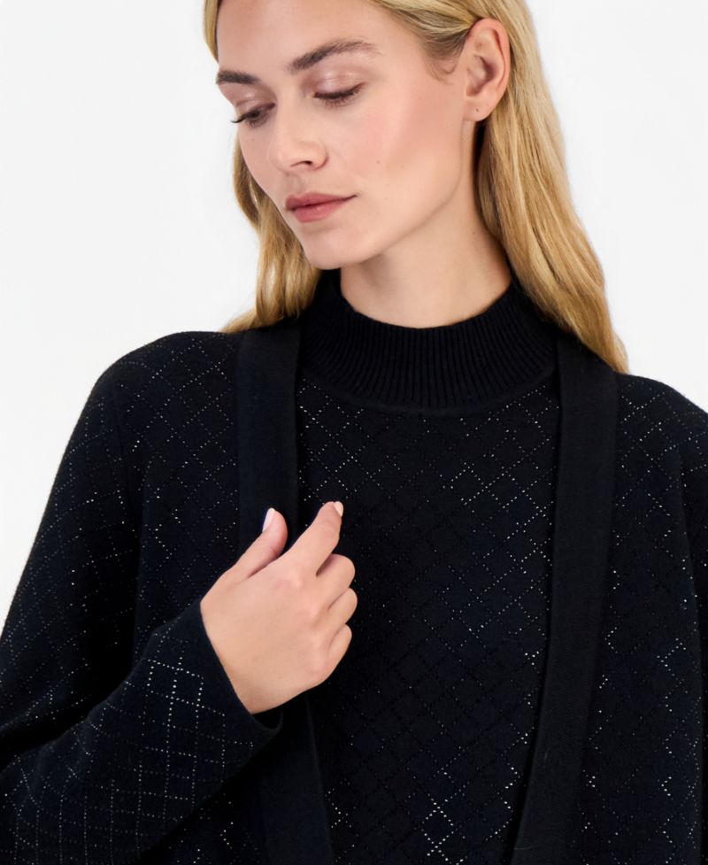 Women's Heatset Diamond Open-Front Cardigan