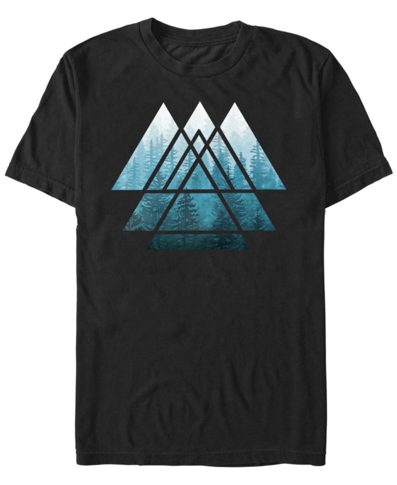 Men's Sacred Geometry Triangles Misty Forest Short-Sleeve T-Shirt