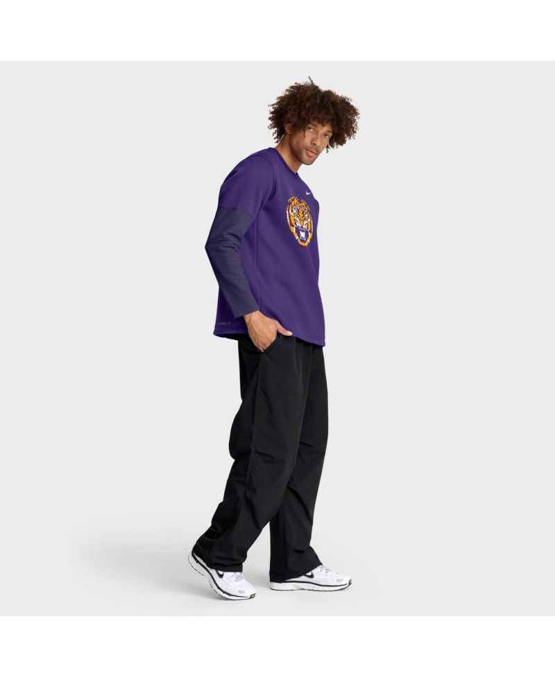Men's Purple LSU Tigers 2025 Sideline Coach Performance Long Sleeve T-Shirt