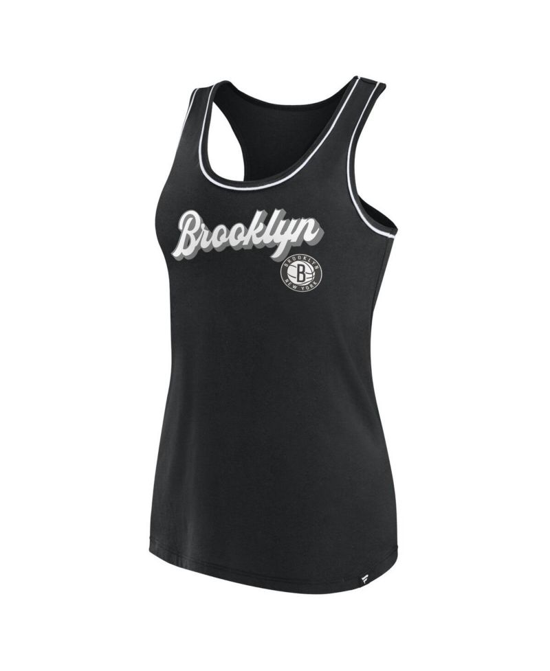 Women's Black Brooklyn Nets Wordmark Logo Racerback Tank Top