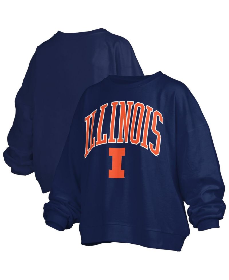 Women's Navy Illinois Fighting Illini Janise Fleece Sweatshirt