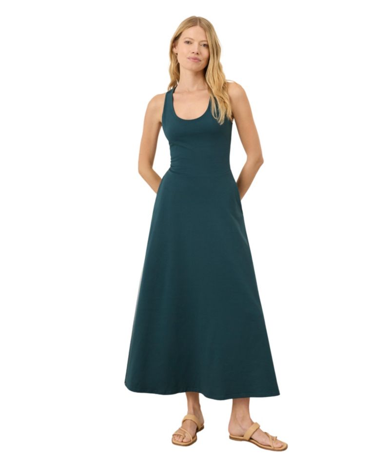 Women's Fit and Flare Open Back Maxi Dress Made with Organic Cotton