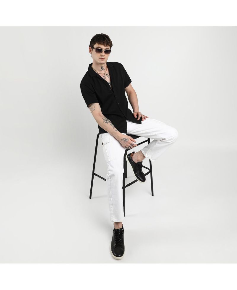 Men's Onyx Black Creased Shirt