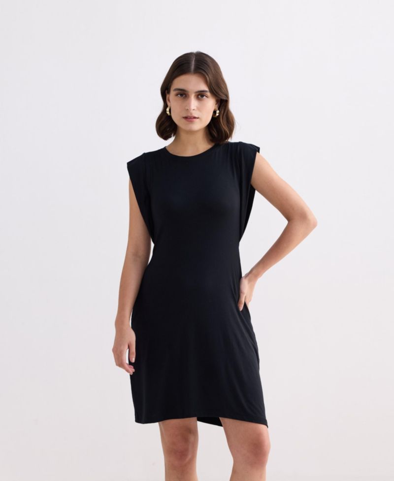 Women's Muscle Tee Short Dress in Black