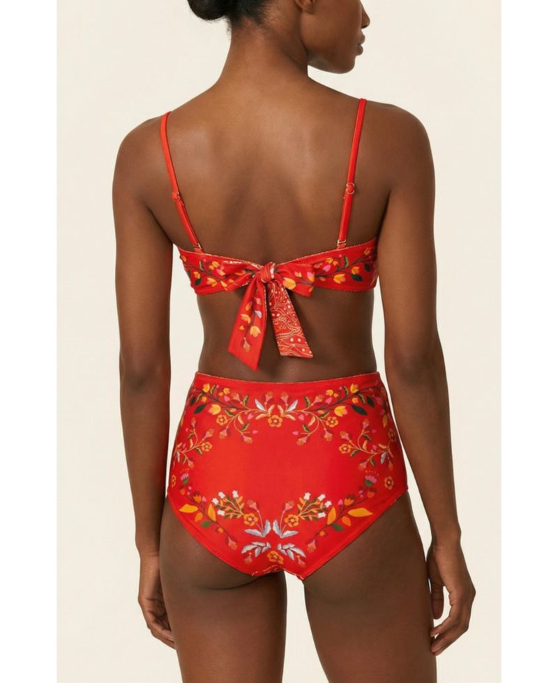 Women's Scarlet Bloom Reversible Square Bandeau Top