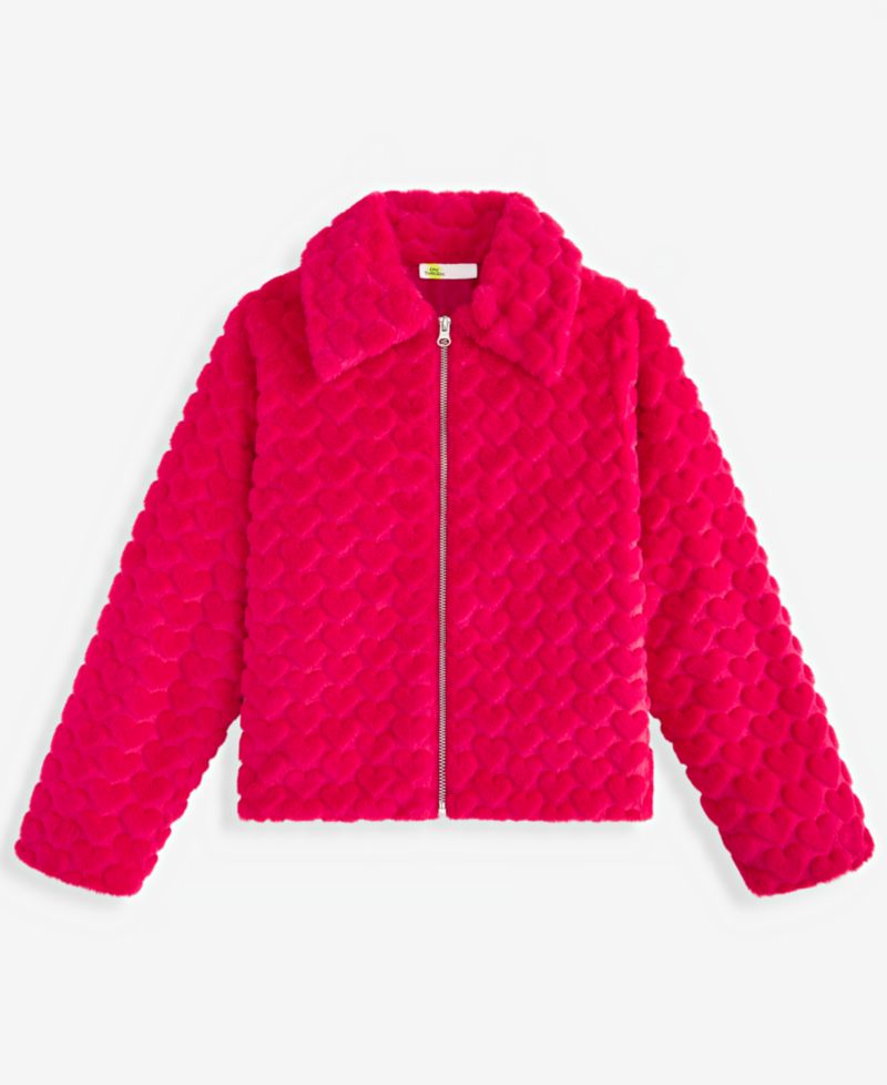 Girls' XS-XL Heart Faux-Fur Jacket