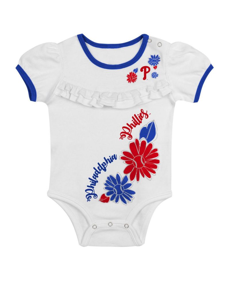 Baby Boys and Girls 3-Piece White Philadelphia Phillies Sweet Catcher Headband Skirt Set
